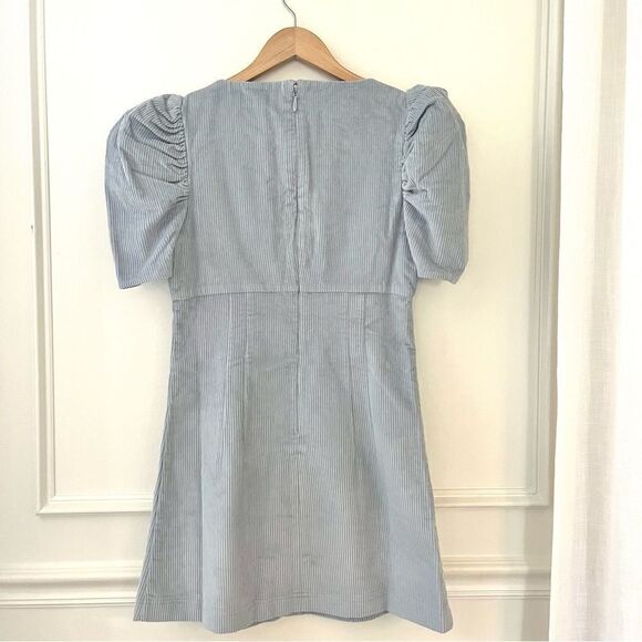 Revolve Likely Goleta Corduroy Puff Sleeve Mini Dress In Light Blue NWT - Picture 8 of 12